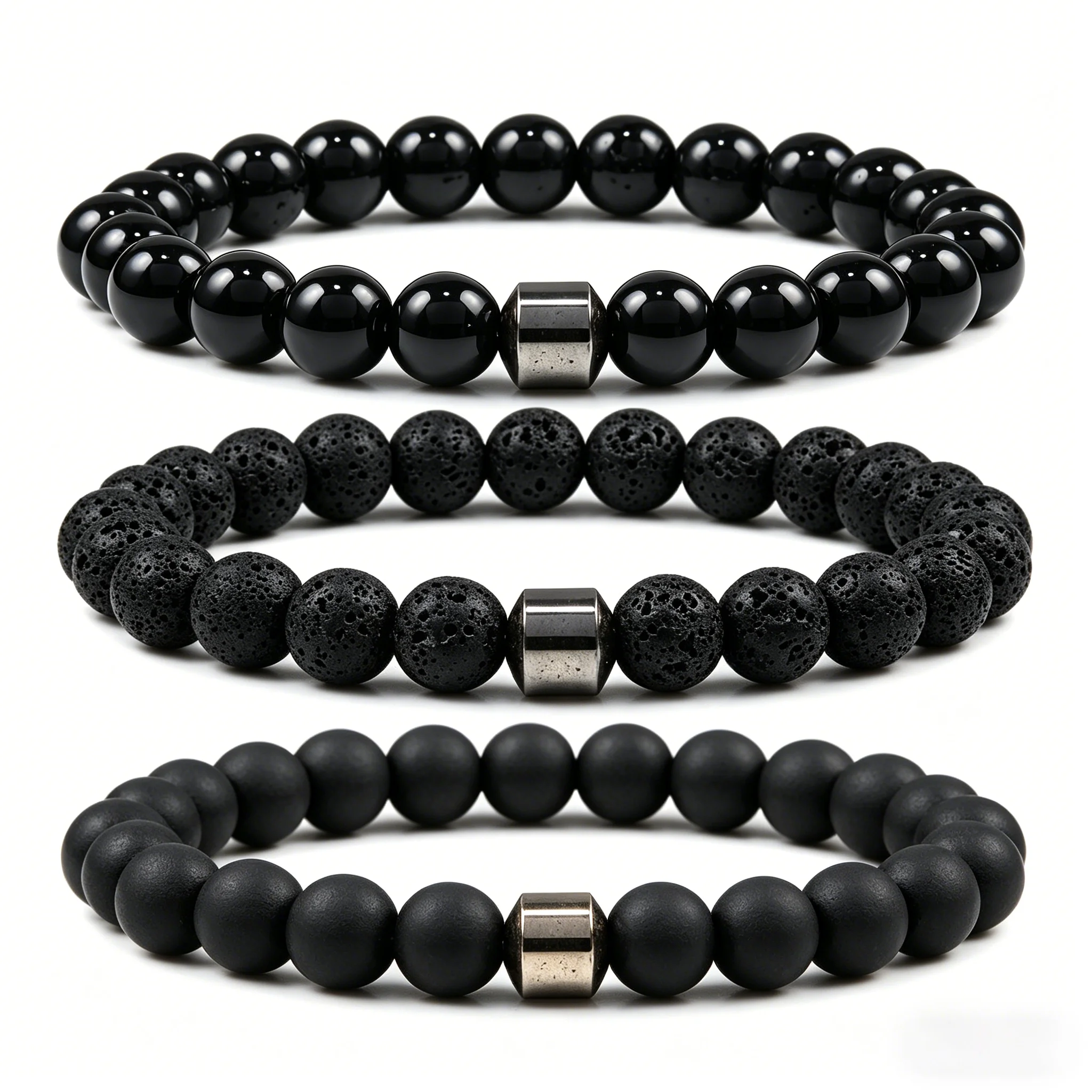 Fashion 8mm Natural Lava Stone Bracelet Distance Black Bead Irregular Bangle Women Men Meditation Yoga Jewelry Gift Dropshipping