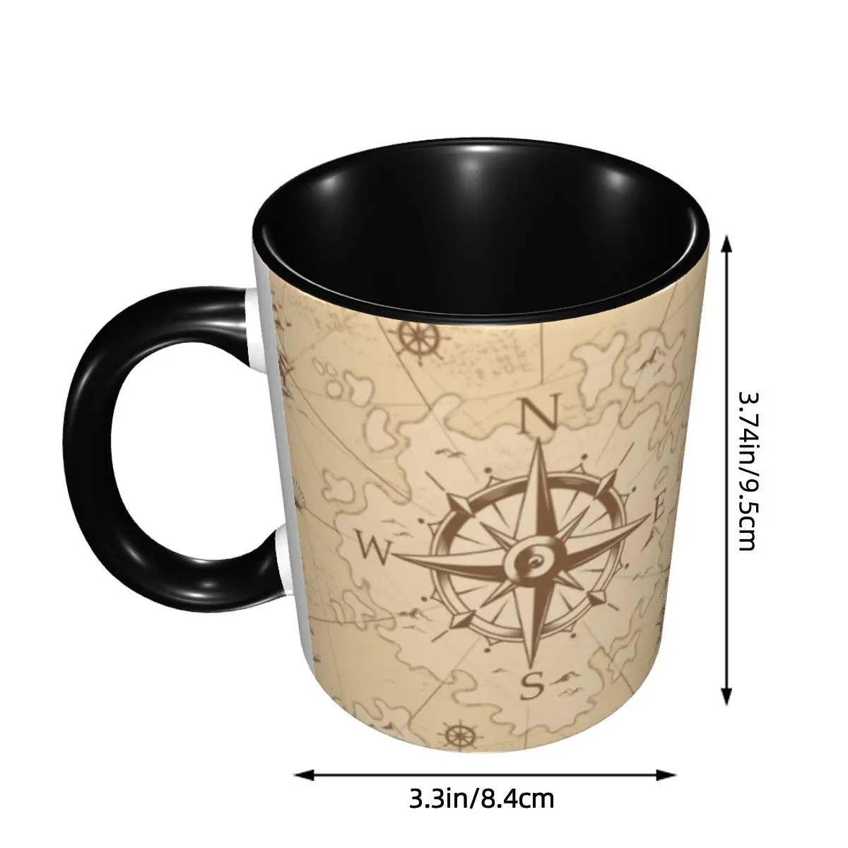 Vintage Pirate's Map Coffee Mugs DIY Personalized Nautical Compass Sailor Ceramic Milk Tea Mug Cup