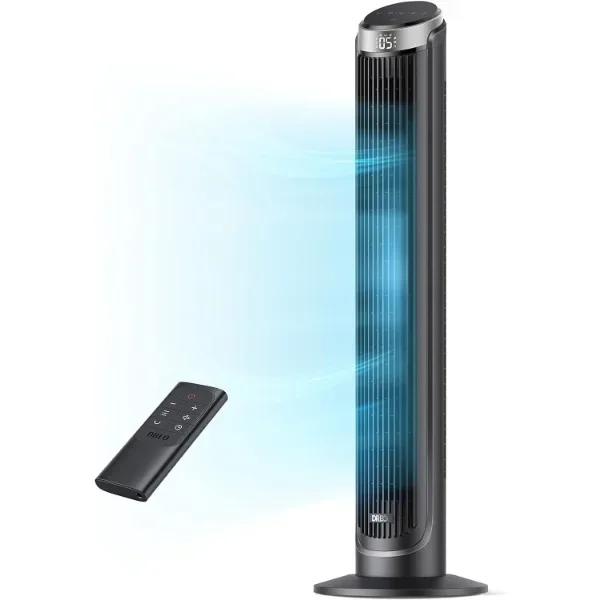 Dreo Tower Fans for Bedroom, 90° Oscillating Fans for indoors, 4 Modes 5 Speeds Max 26ft/s, 12H Timer, LED Display