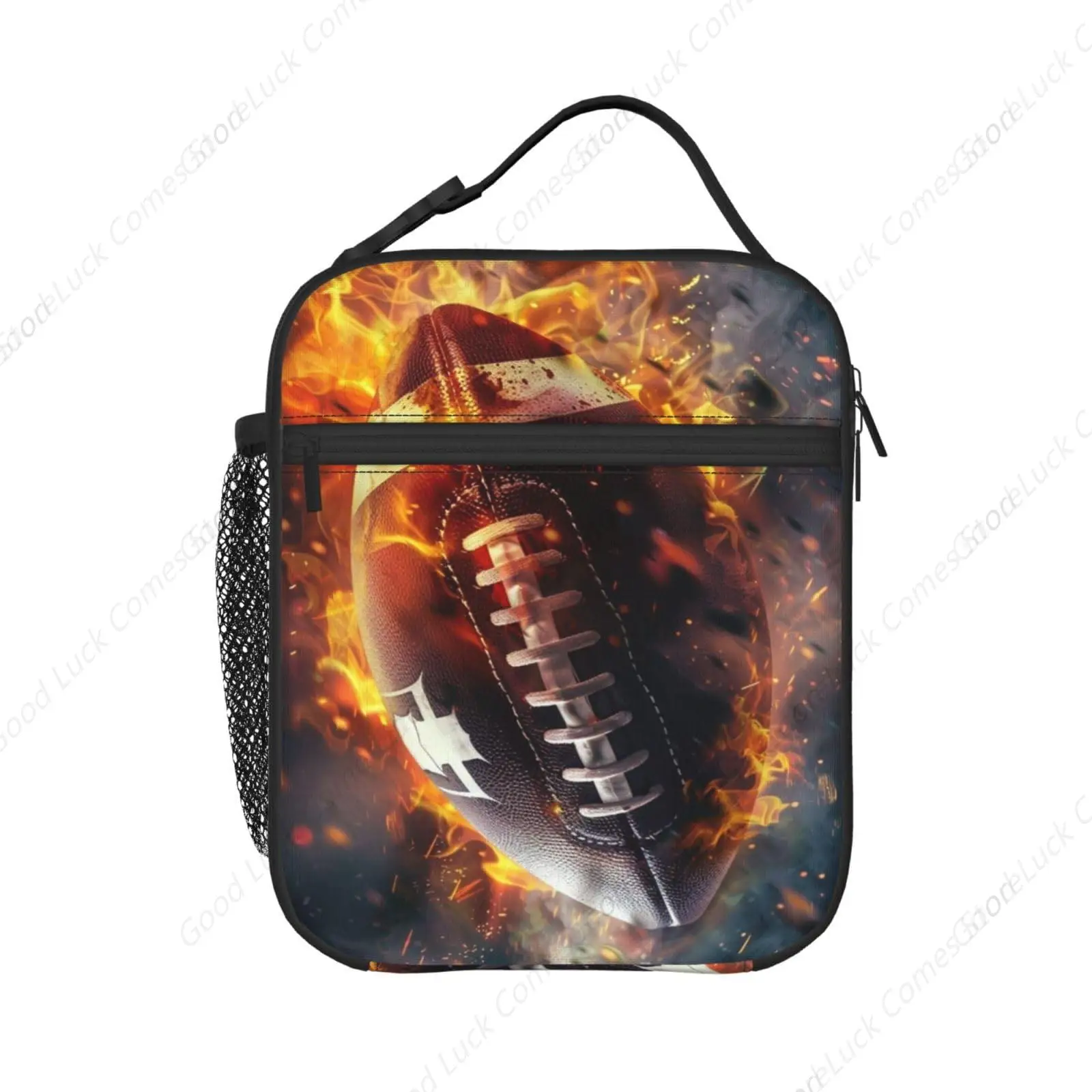 صندوق غداء كرة القدم لهب - حقائب غداء معزولة للأولاد/الفتيات/النساء/الرجال بمقبض قابل للفصل وحقيبة حمل الوجبات #1