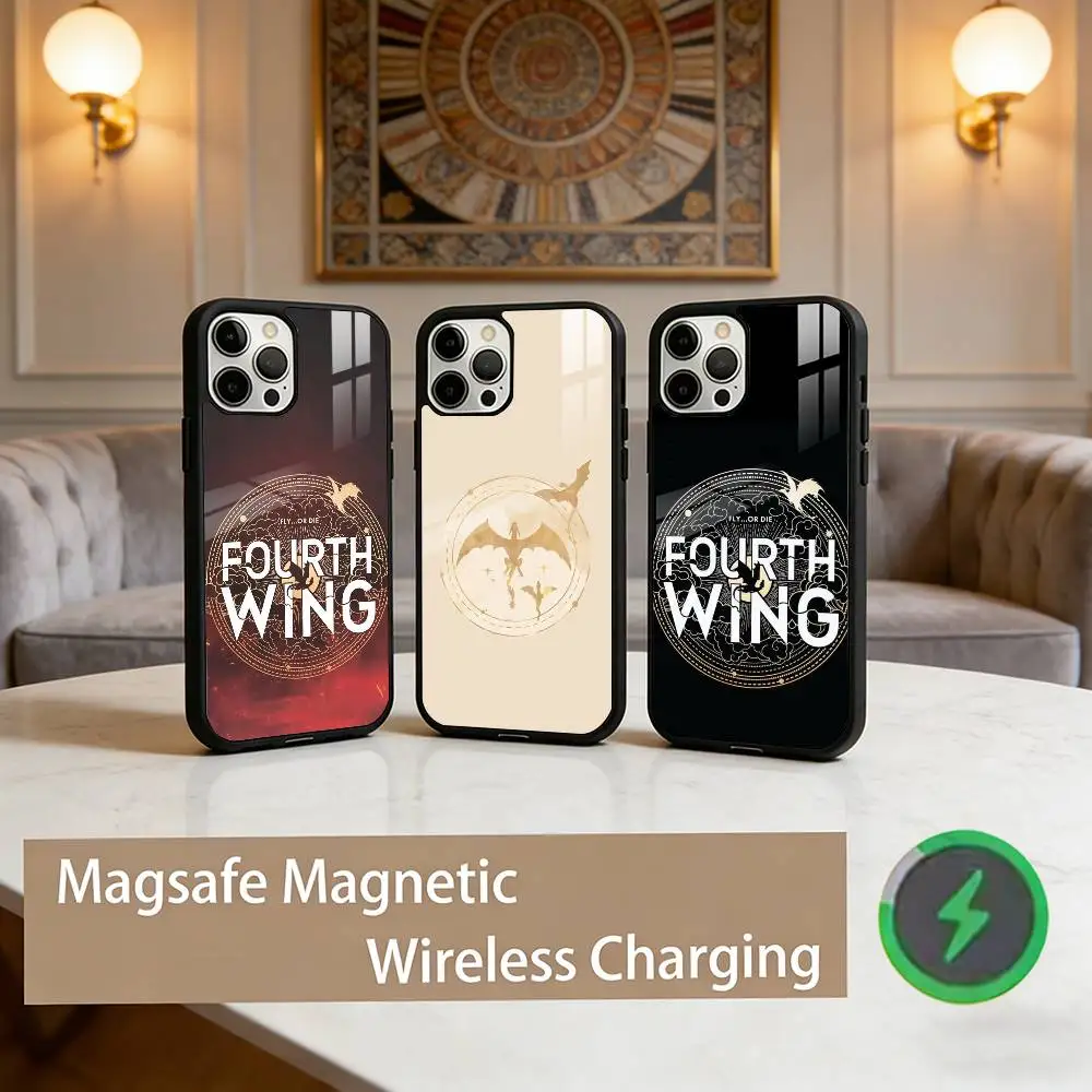 

Novel Fourth Wing Phone Case For iPhone17,16,15,14,13,12,11 Plus,Pro Max Magnetic For Magsafe Wireless Charging