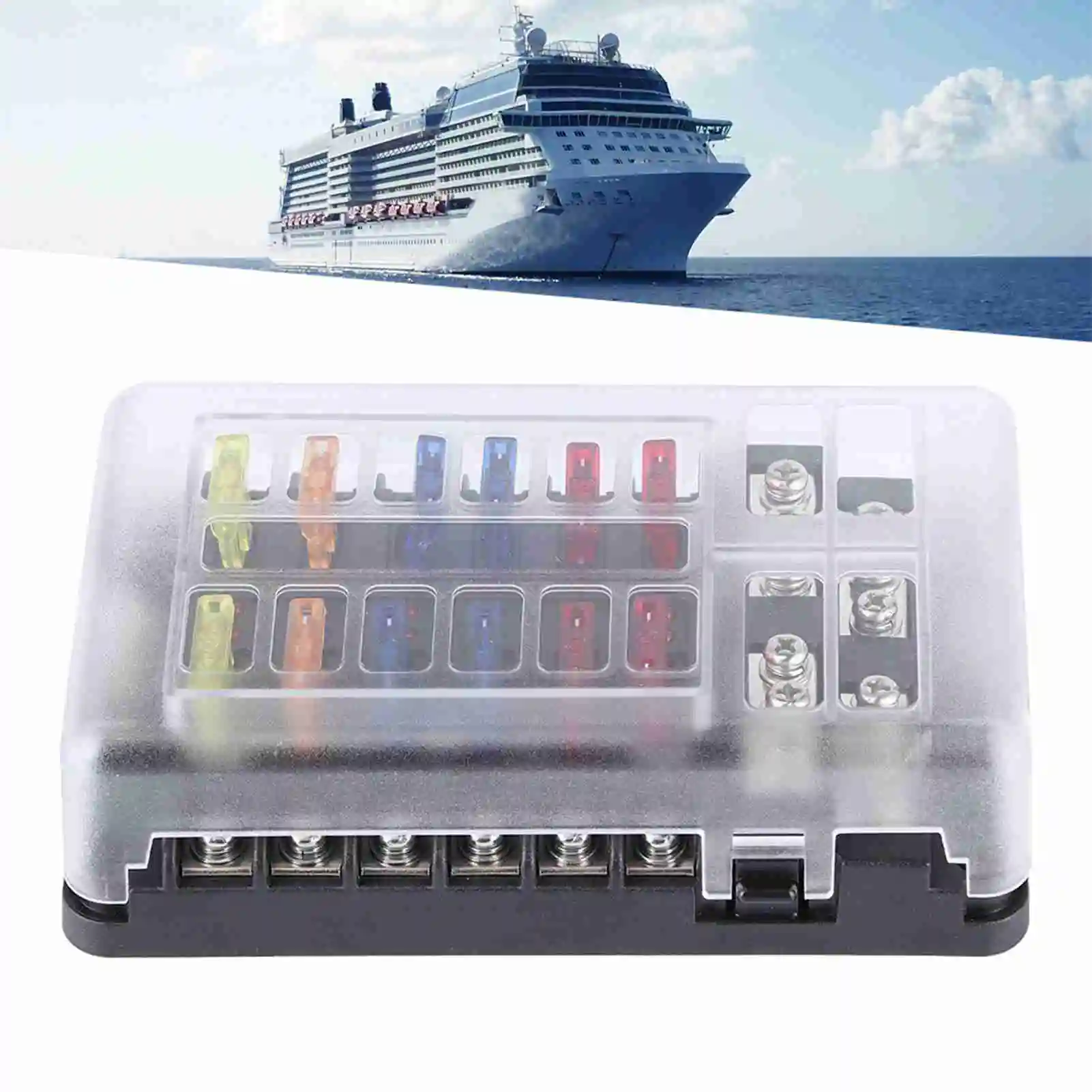 Blade  Box 12 Way  Box  Box Holder 12 Way Blade W/LED Light Waterproof Block  for Automotive Marine Yacht