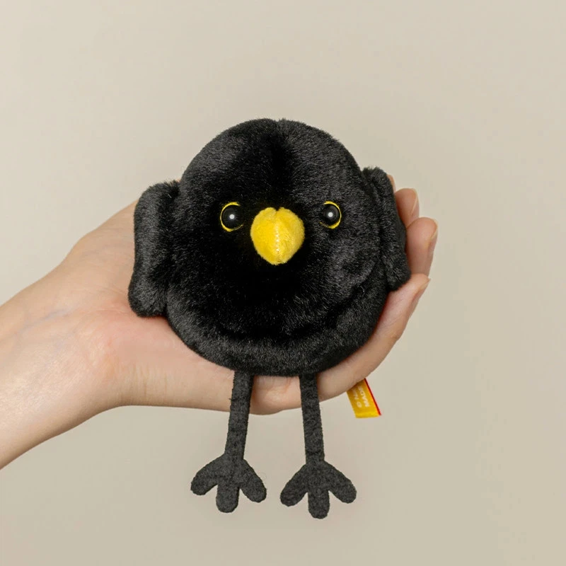 Oryginalny brelok pluszowy z dźwiękiem czarnego ptaka z Muzeum Geografii Narodowej Chiny, zawieszka, lalka ptak, dekoracja do torby dla dzieci