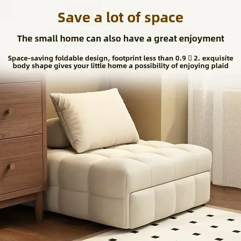 Household Goods Sofa Bed Foldable Dual-purpose Small Apartment Living Room Telescopic Single Sofa Cream Wind Puff Leisure Chair