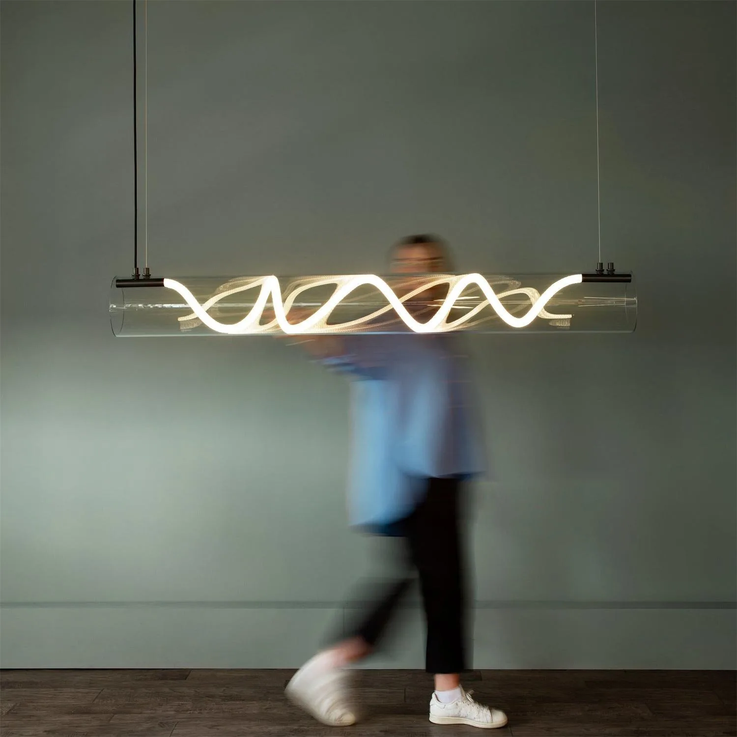 

Danish designer's minimalist creative tea room study room office Wabi Sabi circular pipe one line long restaurant pendant light