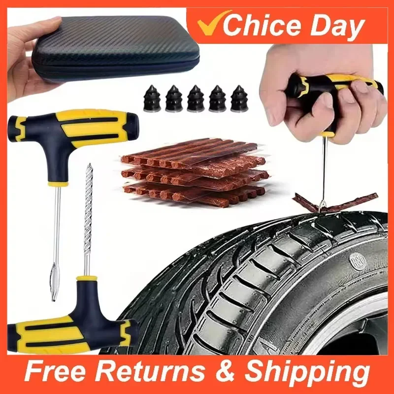 Car Tire Repair Kit with Drill Bit and Storage Bag. Motorcycle and Truck Tire Repair Tools. Quick Tire Repair