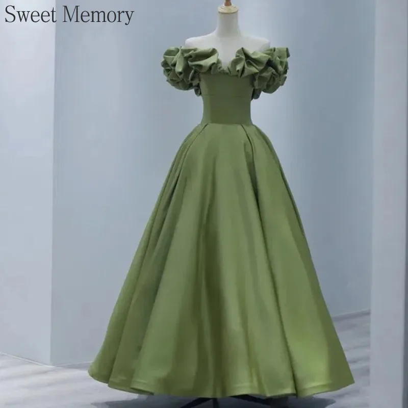 Sweet Memory-Robe de princesse en satin vert vin rouge pour filles, corset à lacets dans le dos, robe de soirée formelle, robes sexy sur mesure pour les occasions, O135