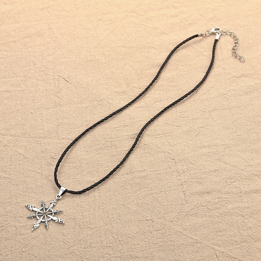 شيطانية الفوضى دلاية شكل نجمة قلادة للرجال النساء السحر الكابالا الفوضى عجلة سحر أسود جلد سلسلة قصيرة تصل إلى عظمة الترقوة تميمة مجوهرات