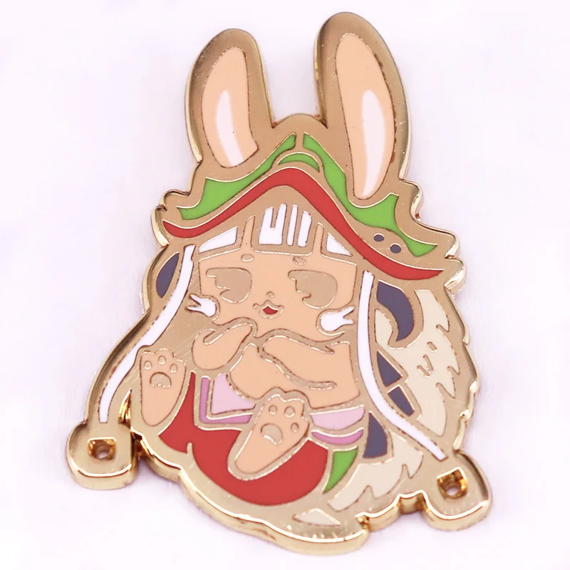 Insignia de broche de conejo lindo creativo, Pin esmaltado de personaje de juego Kawaii, regalo de joyería de Jugador