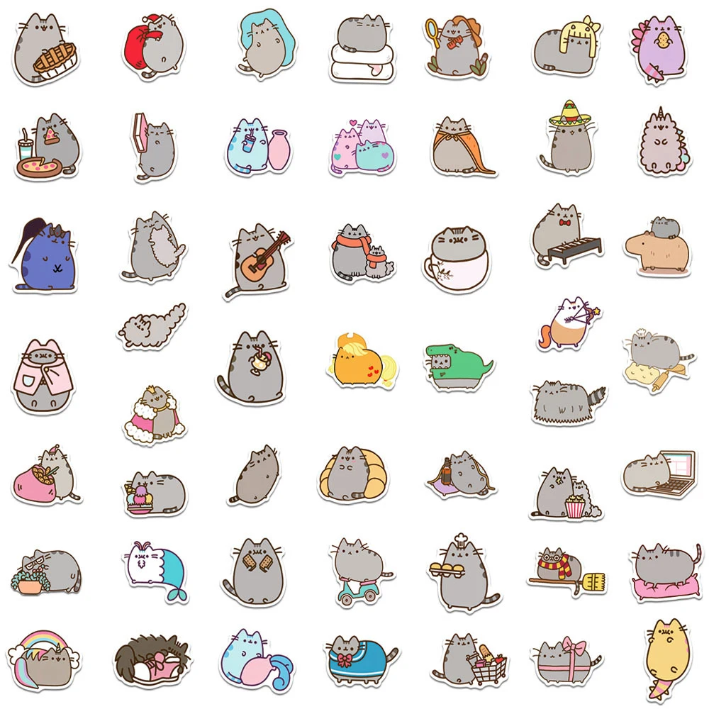 10/30/50PCS Cute Chunky Cat Stickers Kawaii Animal Cartoon Decal Toy DIY Stationery Scrapbook Phone Diary Vinyl Graffiti Sticker