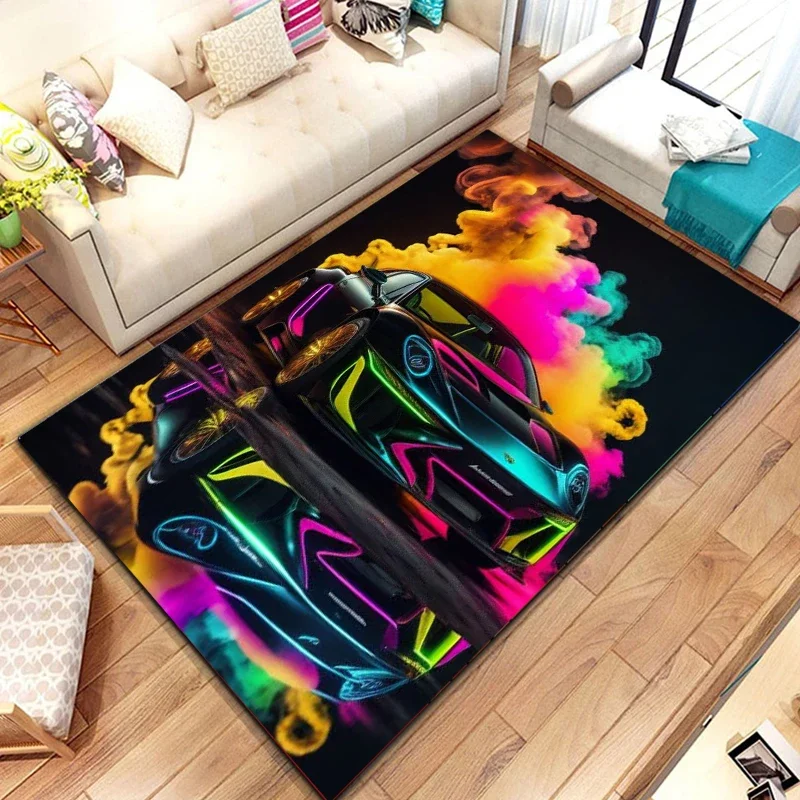 Alfombra con diseño de coche de carreras, alfombra fresca F1 para dormitorio y sala de estar, alfombrillas para el suelo de la cocina, decoración