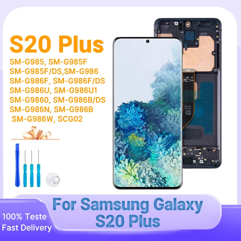 スーパー-amoled-サムスンギャラクシー-s20-プラス-lcd-ディスプレイタッチスクリーンデジタイザーフレーム付きサムスン-s20-プラス-sm-g985-sm-g986
