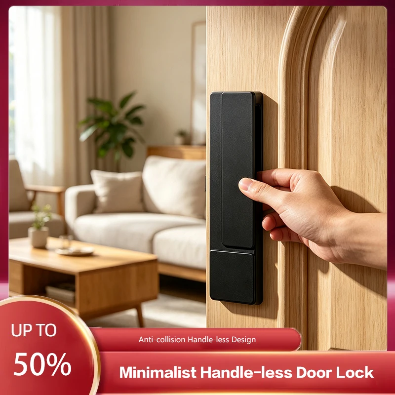 Sleek Contemporary Side Pull Handleless Solid Brass Magnetic Silent Invisible Interior Bathroom Door Lock For Modern Use 288