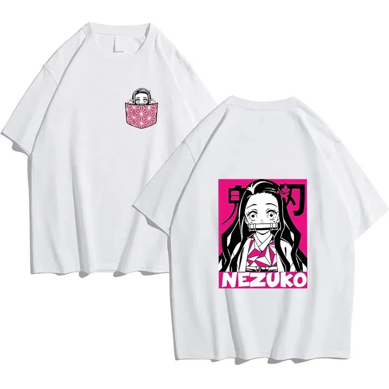 111 www انمي ياباني شيطان القاتل جديد المرأة T- Nezuko أنثى Tanjirou كامادو تي شيرتات ورق الرسم البياني مانغا Y2k 7 اللون قصير