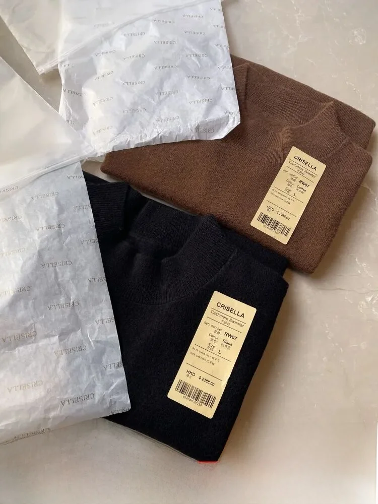 

Camere Knitted Sweater f High Collar Men's Color Winter Wool Yarn Camere Sweater Comfortable Fit Long Sve Cre...