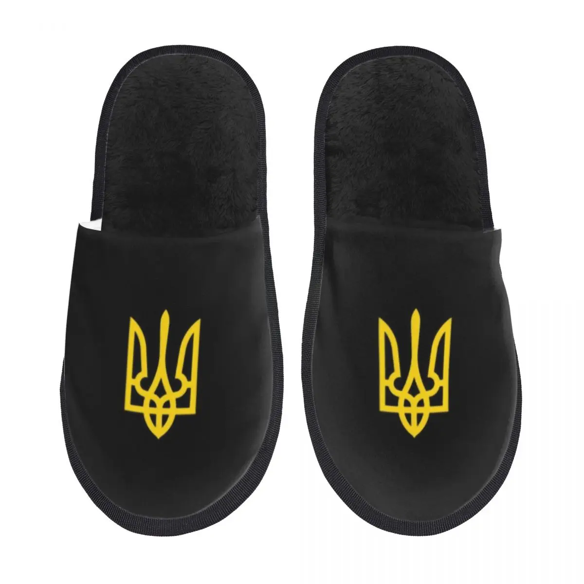 Custom Ukrainian Trident Memory Foam Slippers Women Soft Warm Coat Of Arms Ukraine Flag House Slippers