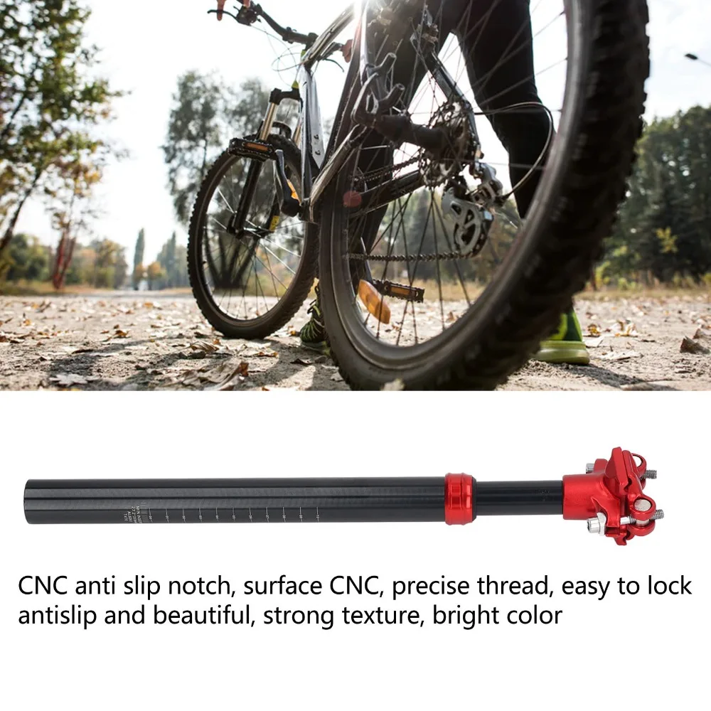 27.2 X 350mm Bike Shock Absorber Seatpost with 31.6mm Frame Tube Adapter Aluminum Alloy Bike Suspension Seatpost Black and Red