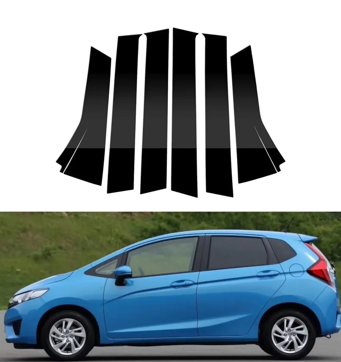 6Pcs Glossy Black Pillar Posts Cover Fit for Honda Fit/Jazz 2014-2020 2019 2018 2017  Window Car Door Trim BC Column Sticker