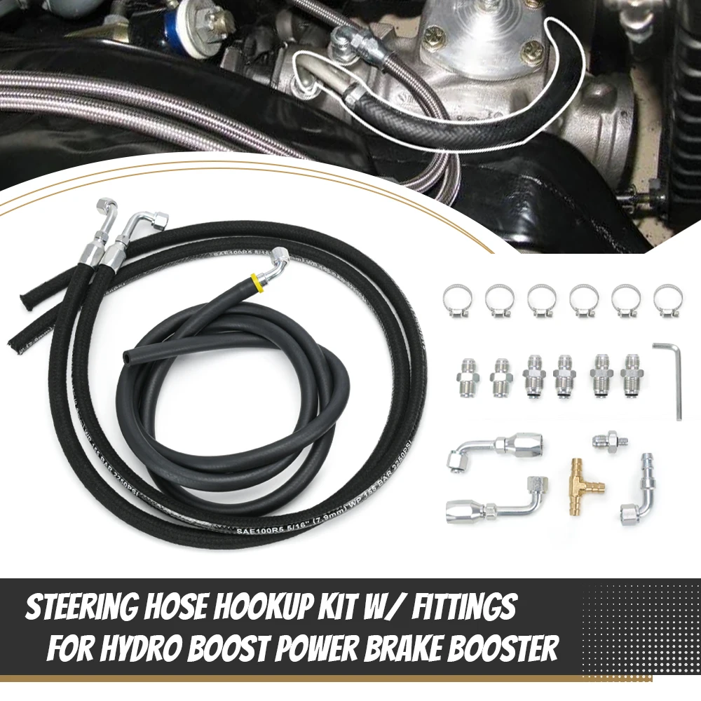 Steering Hose Hookup Kit W/ Fittings For Hydro Boost Power Brake Booster Kit