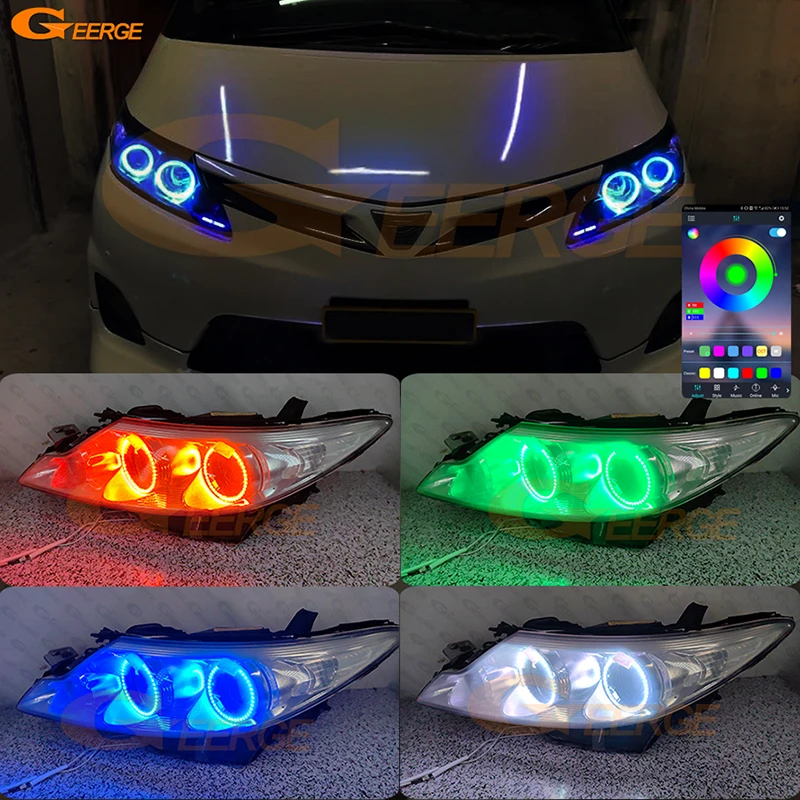 

For Toyota Estima Tarago Previa ACR50 2006 2007 - 2015 Bluetooth App Multi-Color Ultra Bright RGB LED Angel Eyes Kit Halo Rings