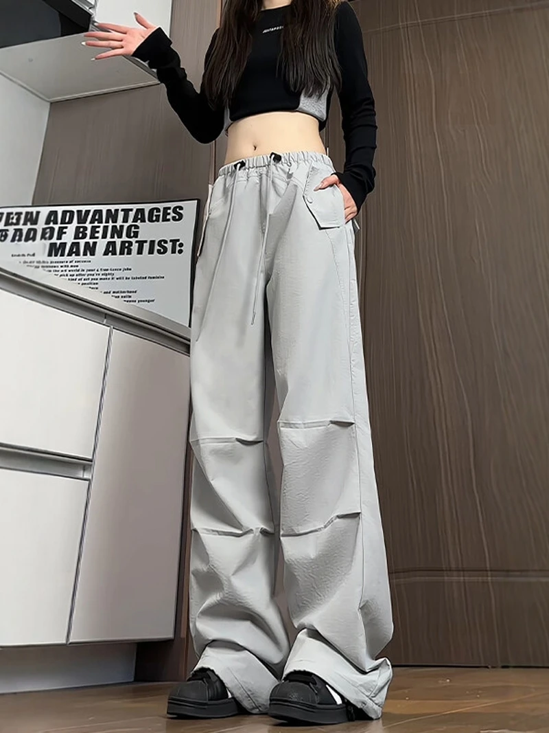 

Американские складные брюки-парашютчики для мужчин и женщин, летние, тонкие, быстросохнущие, из ледяного шелка, рабочая одежда, прямые, мягкие, защитные, джинсовые