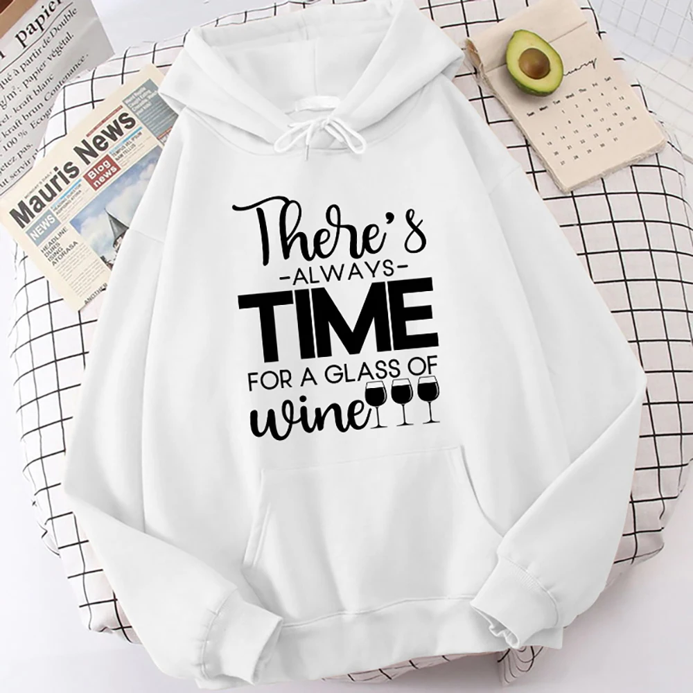 

Women/Mens Hoodies There'S Always Time For A Glass Of Wine Print Hoodies Sweatshirt Winter Casual Streetwear Clothes