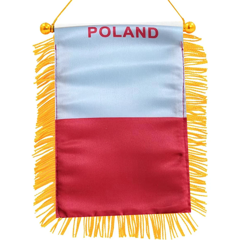 Directly Delivery satin Car  Window Decoration String Bunting Pennant Poland Flags