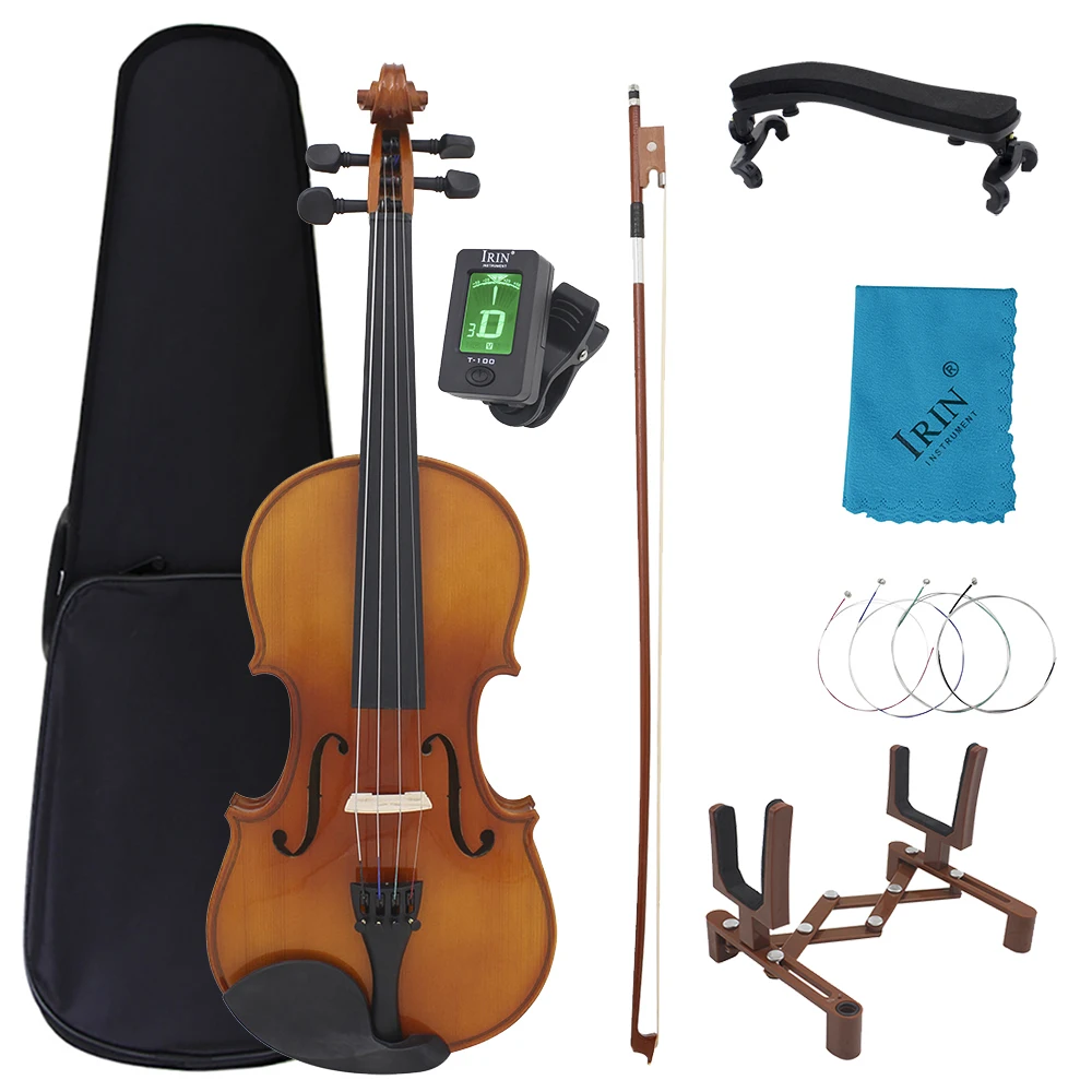 Violin 4/4 1/4 1/8 Acoustic Solid Wood Natural Color Bright Fiddle Basswood Violin Kits Stringed Instrument With Case Bow Stand