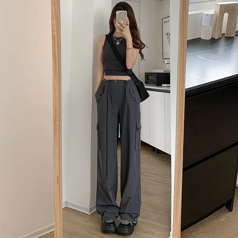 

DAYIFUN-Women's High Waist Straight Sweatpants New Bottoms Fashion Casual Wide Leg Pants Summer Y2K Trousers 2023 Cargo Pants