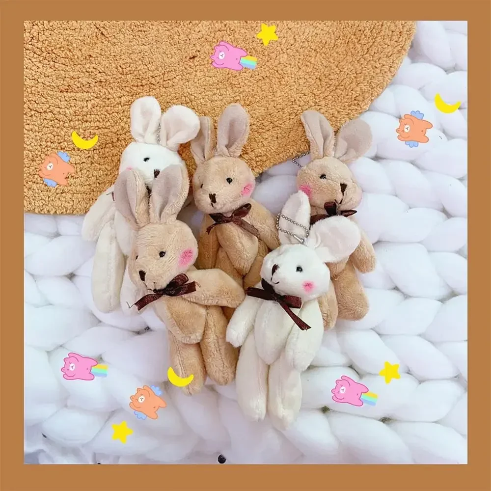 

11cm Mini Cute Joint Rabbit Toys PP Cotton Stuffed Pendant Dolls Kids Children Birthday Party Decor Photography Accessories