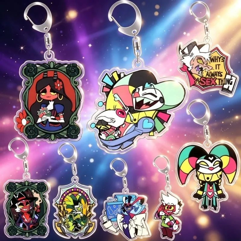 For Hazbin Hotel  Homemade Sallie May Fizzarolli Mammon Acrylic Keychain Pendant Bag Charms Game Anime Collection Toy Gift 5cm