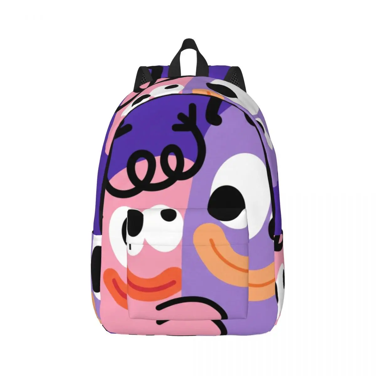 Lilac Cute Student Backpack Center Hugging Characters Whimsical Illustration Solid Purple Multi Colo Soft Color Bookbag Lavender