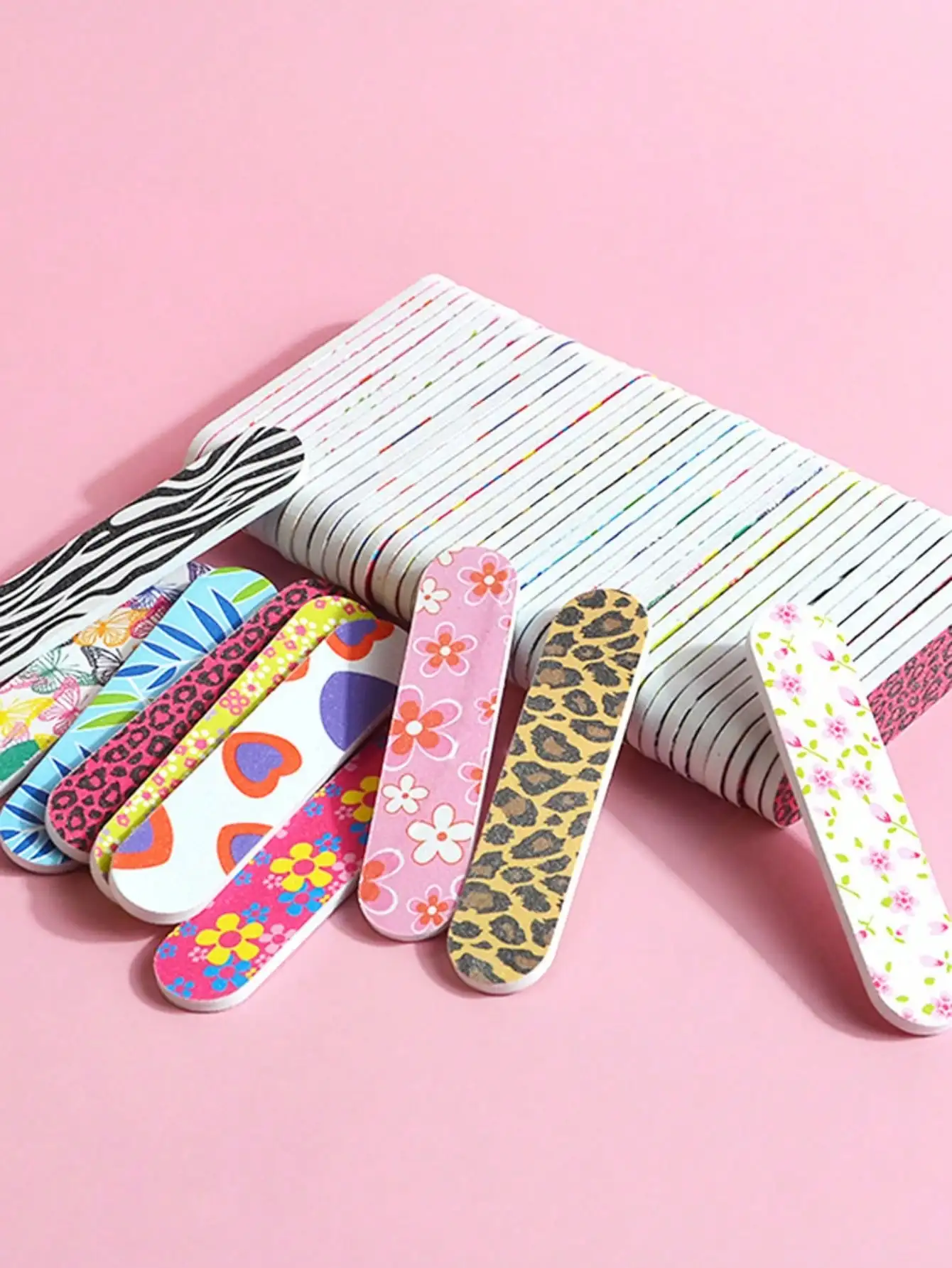 50 peças de cor mista 7 lados bloco de buffer de unhas conjunto de ferramentas de lixamento empurrador de cutícula