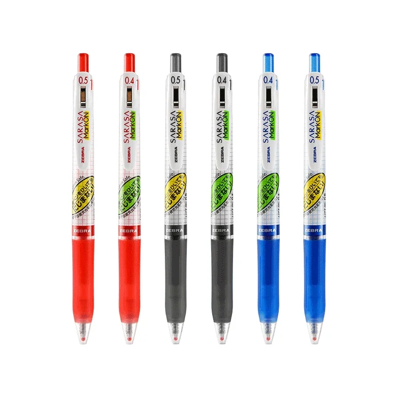 Zebra SARASA MARK ON Gel Pens Retractable No Smearing Quick-Drying Grid Body 0.4/0.5mm Japanese Pen Stationery School Supplies