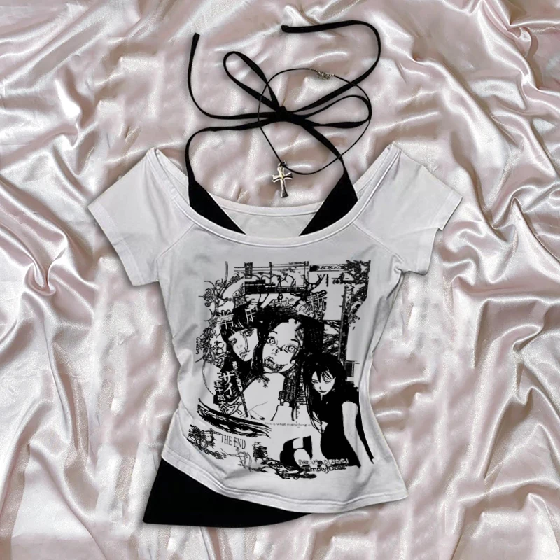 Y2K Harajuku emo Punk Frau Slim Hip Hop Tube tops Metal Rock Ärmellose Grunge Hot Girl Leibchen Persönlichkeit Mode Singulett