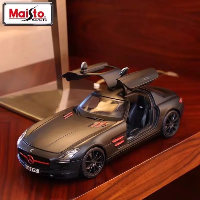 In Stock Maisto 1:18 Mercedes Benz Sls Car Model Simulation Alloy Micro Diecasting Car Model Customized Toy Collection Toy Gifts