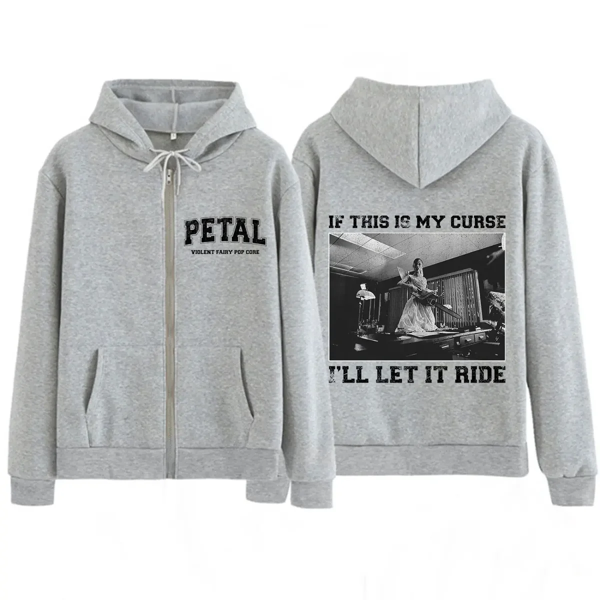 Ariana Grande Petal Core If This Is My Curse 2026 Graphic Zipper Hoodie Men Women Vintage Fashion Casual Zip Up Sweatshirts Tops