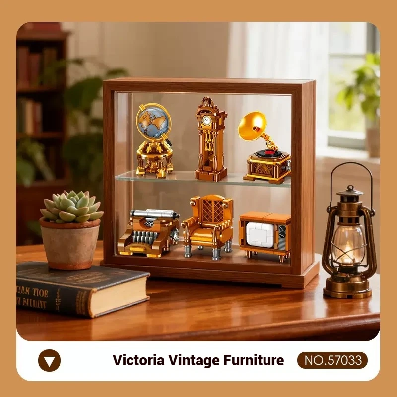 Juego de bloques de construcción de muebles Retro, juguete de ensamblaje modelo, decoración del hogar, juguete educativo, regalo de cumpleaños para niños y niñas