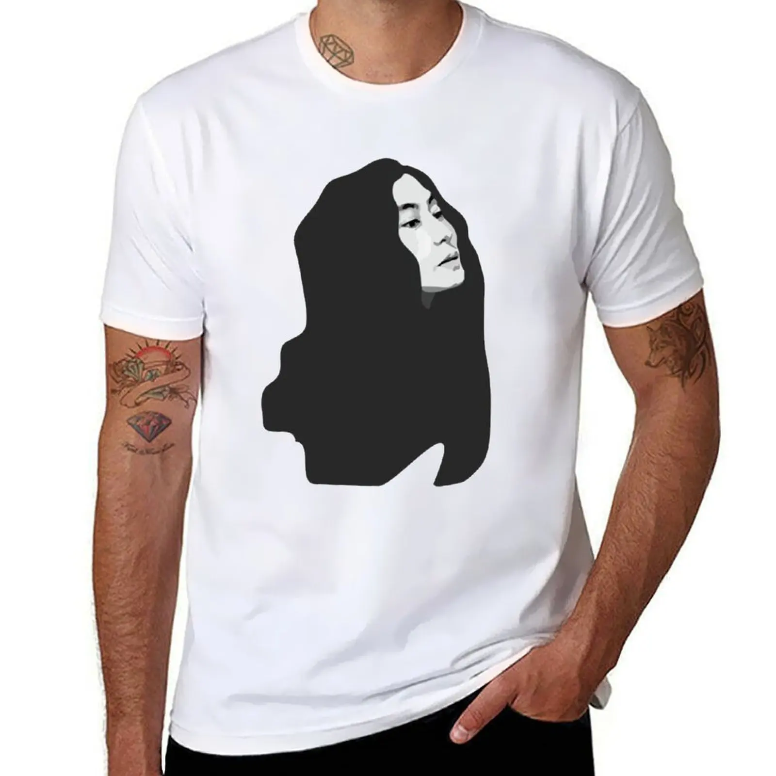 

Yoko BW pop style T-Shirt mens graphic t shirts cotton tshirt 100% T-Shirt