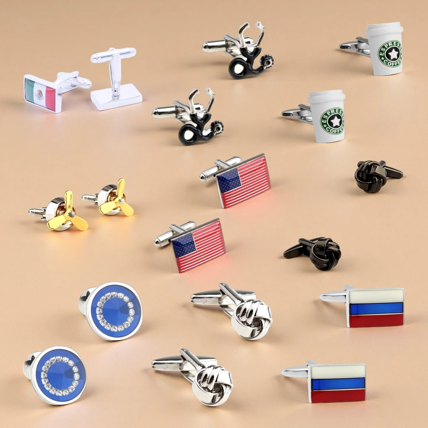 29 Styles Fan Flag Knots Cufflinks Men Balloon Cup Stone Cuff Links 1 Pair