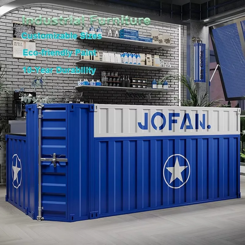 Moderne industrielle Bartheke aus Schmiedeeisen, Retro-Eck-Empfangstheke, Milchteeladen, Bartheke