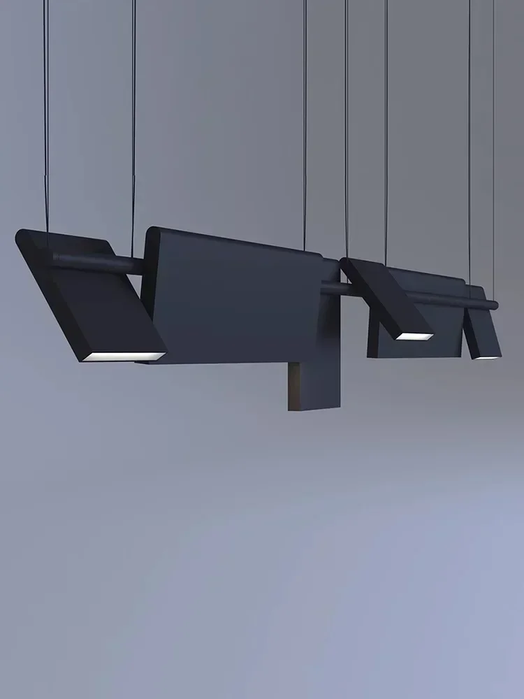 Nordic Rotatable Long Strip LED Chandeliers Minimalist Office Showroom Novelty Art Lamp Lighting Dining Room Bar Hanging Lamps