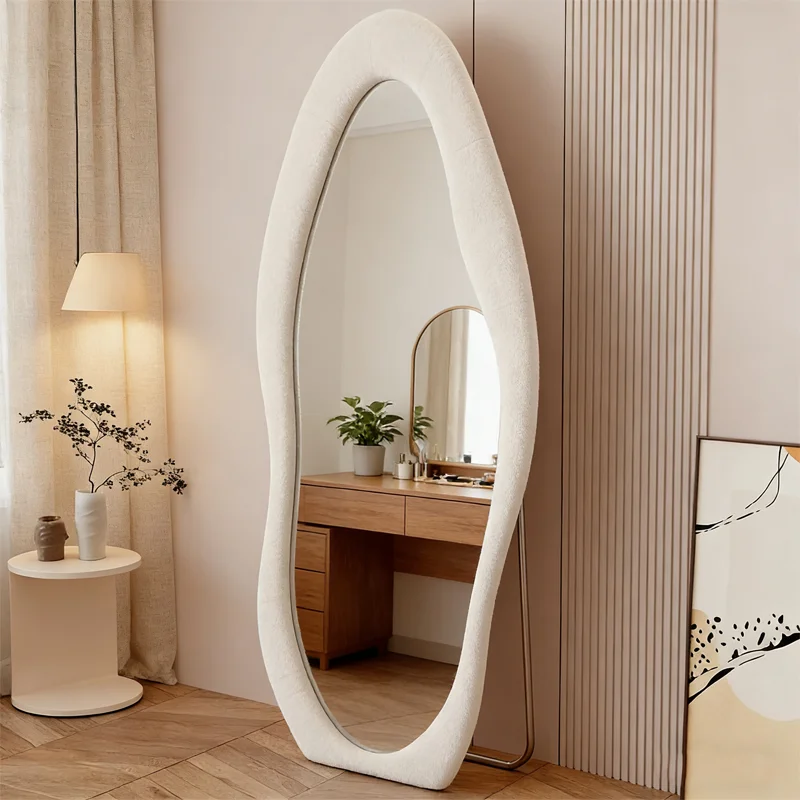 Full-body Flannel Arched Mirror Velvet Dressing Floor Standing Home Decoration Bathroom Mirror 170*70cm
