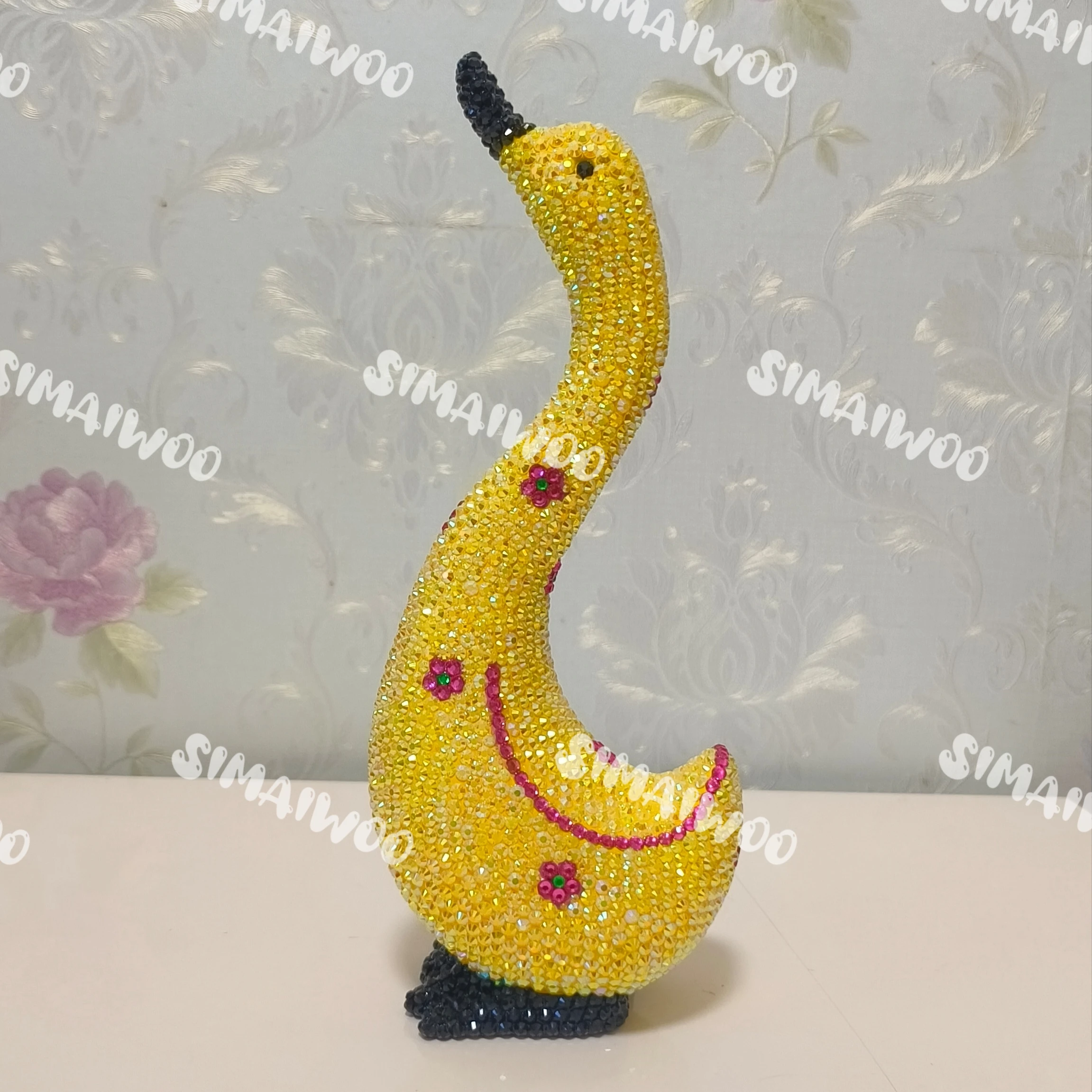 Handgefertigte Strass-Gelbe Ente, Paar-Figur, Diamant, glitzernd, niedliches Tier, Heimdekoration, Mosaik, Kreuzstich, Weihnachtsgeschenk – Detail 5