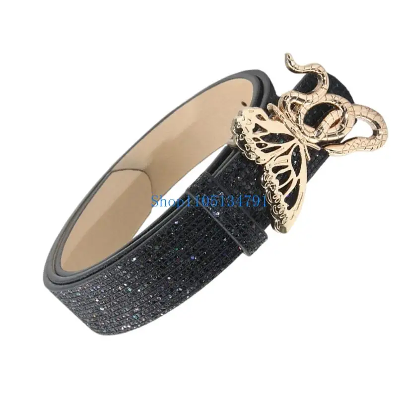 98 كم بازيم الفراشة تصميم حزام PU مع blingbling أحجار الراين تصميم مريح مريح أزياء الخصر