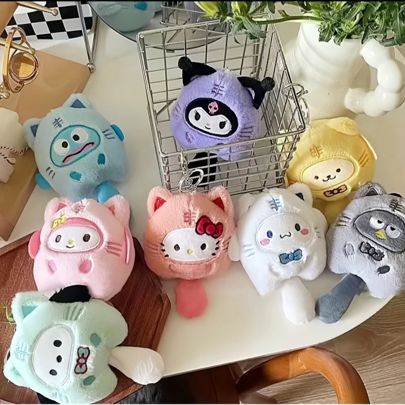 Nova olá kitty kuromi pomompurin boneca mochila charme anime cinnamoroll melodia kawaii estudante chaveiro presente para amigos brinquedos