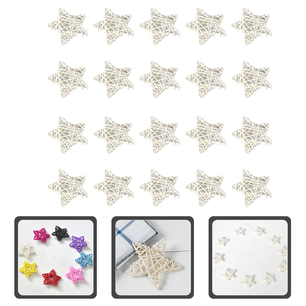 

20pcs Rattan Hanging Stars Wicker Star Ornament For Home Decor Wedding Mini Rattan Stars Living Room Accessories Table