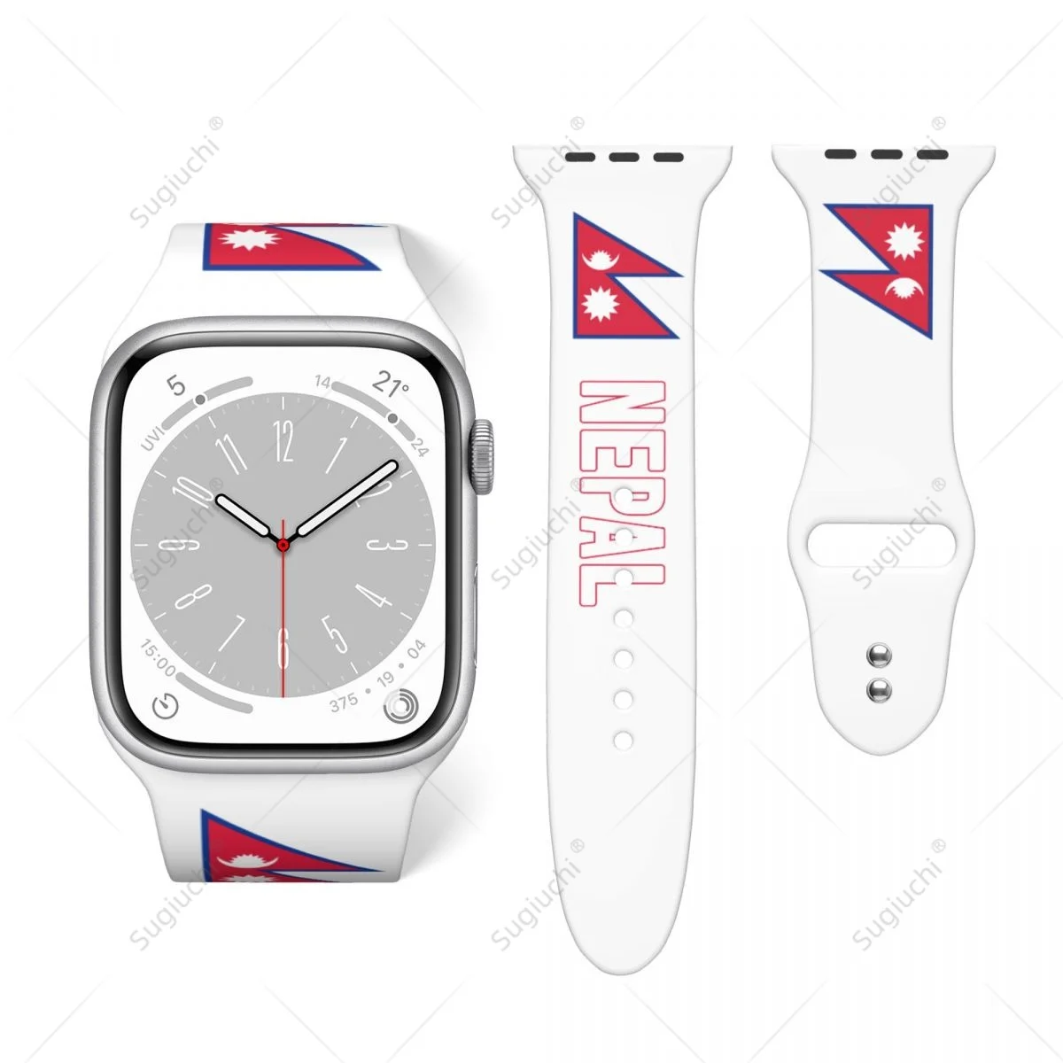 

Спортивный ремешок унисекс с 3D-печатью флага Непала для Apple Watch Band Ultra 2, силиконовый ремешок для часов Iwatch Series 9 8 7 6 SE 5 4