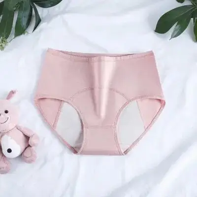 Leak-Proof Mid-Waist Period Panties Cotton Breathable Waterproof Briefs Thickened Absorbent Layer Overnight Protection
