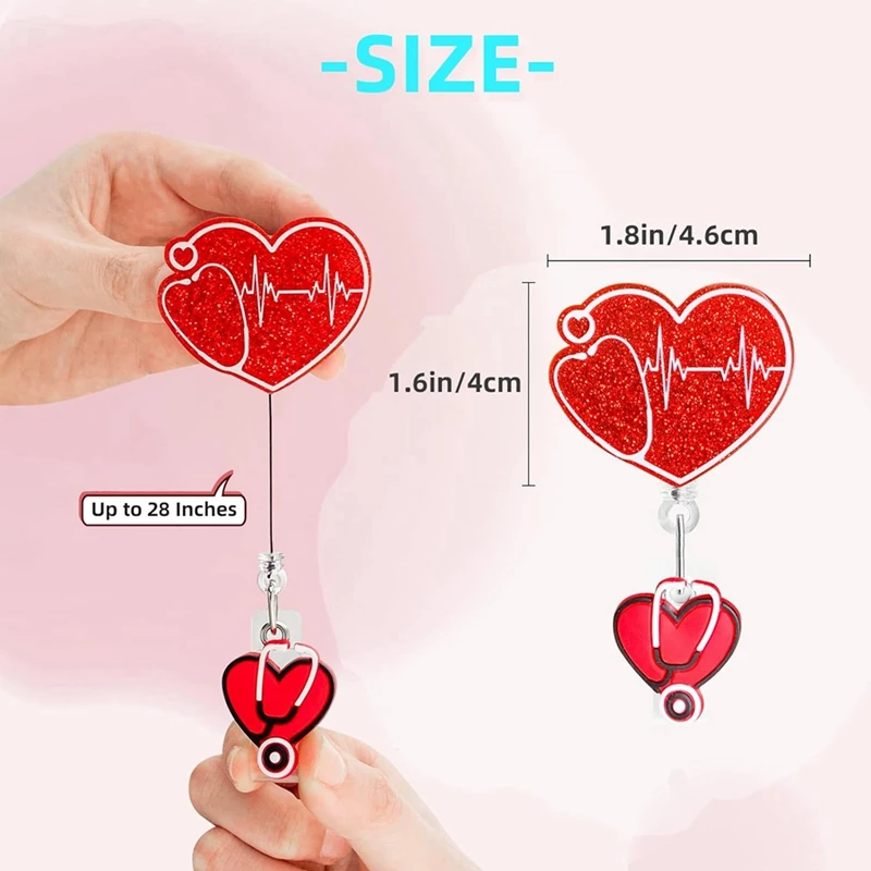 بكرة ممرضة لامعة ، حامل علامة اسم الممرضة ، مشبك قابل للسحب ، حامل بطاقة هوية للتمريض المضحك ، 6 * *